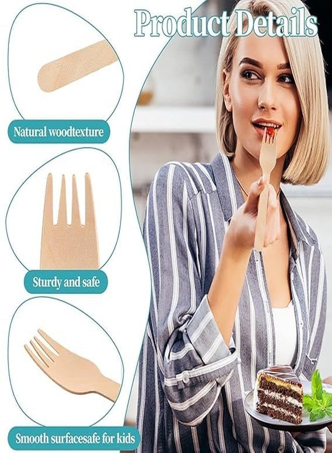 SANWALSA [ Pack of 100pcs, 160mm] Disposable Wooden Forks | Wooden Dining Tableware Fork Set | Ideal for Birthday, Wedding, Events & Party - Image 2